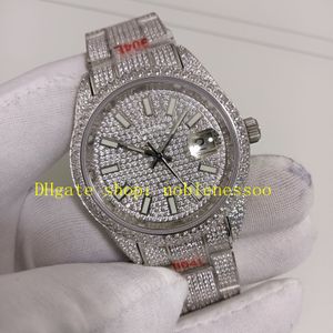 2 stijl diamanten horloge echte foto voor heren 41 mm saffierkristal volledige diamanten wijzerplaat armband 904L staal 116334 TW 2824 uurwerk automatische horloges polshorloges