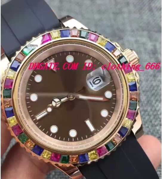 2 Style montre de luxe hommes or Rose arc-en-ciel diamant 116695SATS nouveau Bracelet en caoutchouc automatique mode hommes montres montre-Bracelet