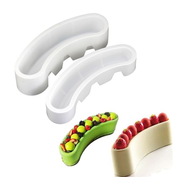 Moule à gâteau en silicone en forme d'arc de lune de style 2, outils de cuisson Moule à croissant pour le dessert au chocolat Moule à gâteau en mousse T200703