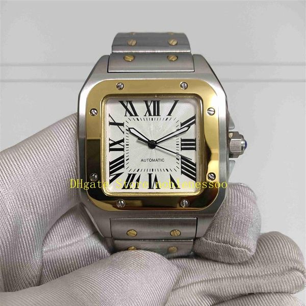 Reloj para hombre de 2 estilos Real Po con caja Original, pulsera de acero de dos tonos de oro amarillo para hombre, deportivo mecánico automático para hombre Wat294P