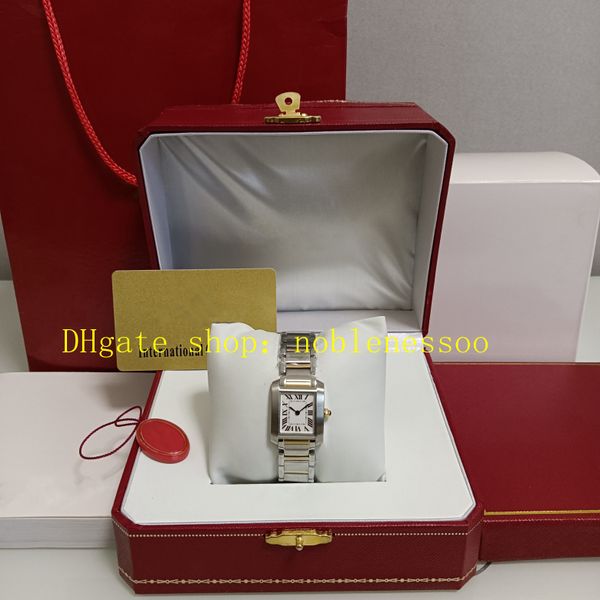 2 Femmes de style avec des papiers en boîte Regardez la vraie photo pour les dames quartz W51007 Silver Roman Cadran 18K Gold Yellow Two Tone Steel Ladys Bracelet Watches