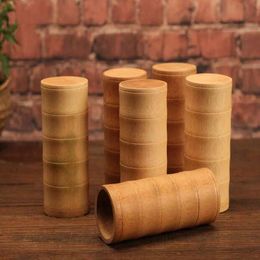2 estilos 200ml Caja de té de tubo de bambú natural