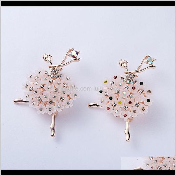 2 estilos Crystal Ballet Dancer Broche Pins Trendy Girl Jewelry Ballerina Deco Accesorio Solapa Pin Cor para mujeres 6S5ZR Broches Emslw