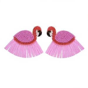 Boucles d'oreilles à pampilles colorées en perles, 2 Styles de mode, joli cœur en forme de flamant rose, boucles d'oreilles à clous pour femmes