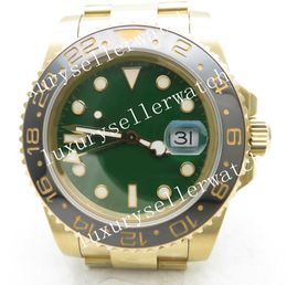 2 Styles Men's Super GMF Factory V3 Asia 3186 uur Handgroene zwarte wijzerplaat met ronde 18K geel goud dik vergulde zwarte keramische ringstaal 904L oester armband Watch