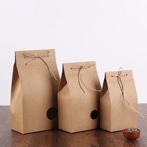 2 styles rétro boîte à thé kraft papier boîte d'emballage petit emballage thé sac à main avec fenêtre ronde en gros LX4274