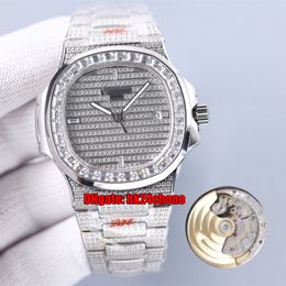 2 styles montres de qualité supérieure RRF 40MM Nautilus 5719 diamants complets Cal.324 montre automatique pour homme Pav￩ cadran en diamant bracelet en acier inoxydable montres-bracelets de sport pour hommes