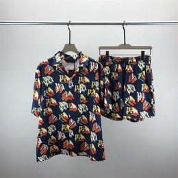 2 moda de verano Chándales para hombre Hawaii pantalones de playa conjunto camisas de diseñador impresión camisa de ocio hombre slim fit la junta directiva manga corta beachsQ175