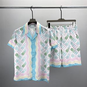 2 Mode d'été Mens Survêtements Hawaii pantalons de plage ensemble chemises de créateurs impression chemise de loisirs homme slim fit le conseil d'administration à manches courtes courtes beachsQ272