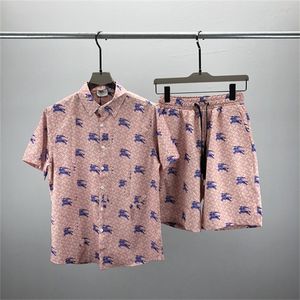 2 mode d'été Hommes Survêtements Hawaii pantalons de plage ensemble chemises de créateurs impression chemise de loisirs homme slim fit le conseil d'administration manches courtes plages courtes # 407
