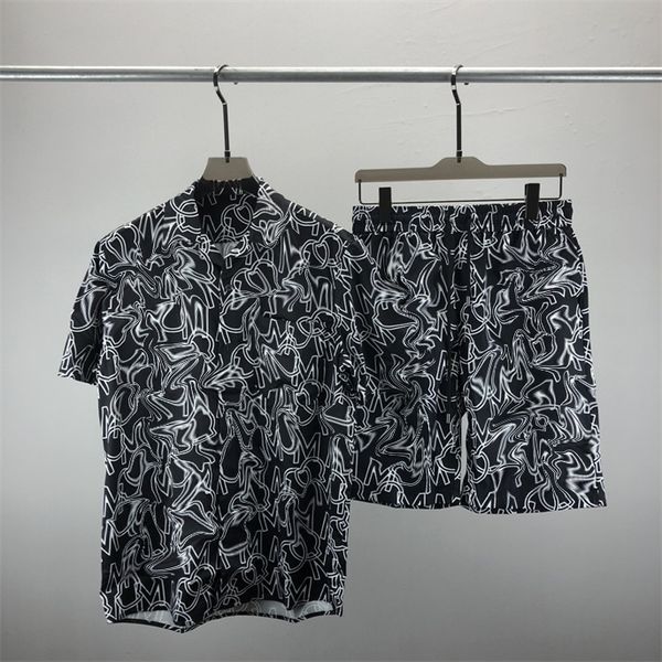 # 2 Moda de verano Trajes para hombre Pantalones de playa Hawaii Conjuntos Camisas de diseñador Impresión Camisa de ocio Hombre Slim Fit La junta directiva Manga corta Playas cortas 0101