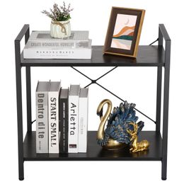2-laags boekenkast metalen boekenplank opbergrek rek voor kleine ruimte zwart