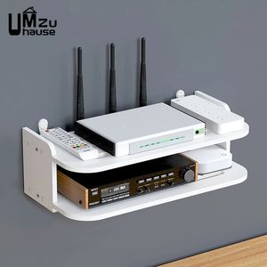 Zwevende planken met 2 niveaus Wifi-router Hangende laag Multi Tap Outlet Set Top Box Houder Kabelbeugel Wandmontage Opbergorganisator 240125