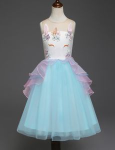 2 à 6 ans filles été licorne robe fleurs perles vêtements célébration festive enfants adolescent boutique tulle vêtements R1A2463058