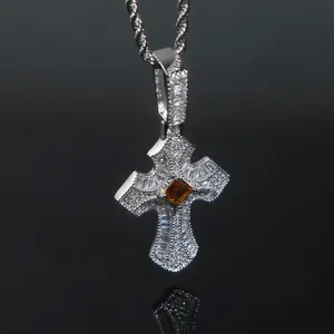 2 tons croix pendentif collier pour hommes femmes glacé Bling Micro pavé 5A CZ charme tour de cou Hip Hop bijoux livraison directe