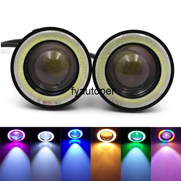 2 UDS 3.0 eye Angel antibrouillard 12V général 2.5 cob LED lampe DRL 3.5 lecteur lampe bleu blanc rose jaune vert/64/76/89mm voiture