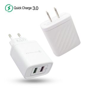 2 USB-adapter QC3.0 + 2.1A Snel LADEN US EU Plug Wall Charger Universal voor Smartphone Moblie Telefoon