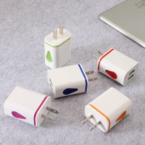 2 puertos USB gotas de agua luz cargador de teléfono móvil adaptador de corriente de carga de viaje EE. UU. Europa Reino Unido 2.1A cargadores