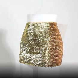 2 manieren Dragen Mode Bling Vrouwen Rokken Goud Lovertjes Mini Korte Wrap Strapless Tops Bodycon Kokerrok faldas 240112