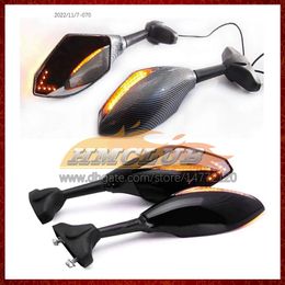 2 x Motorcycle LED Turn Lights Miroirs latéraux pour Kawasaki Ninja ZZR1400 ZZR ZX 1400 CC ZZR-1400 12 13 14 15 16 17 Indicateurs de signal de virage en carbone Merroir de la vision 6 couleurs