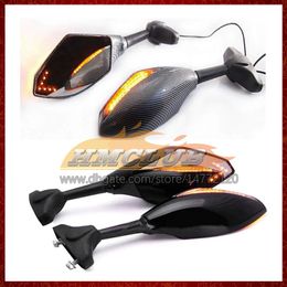 2 X motocicleta LED luces de giro espejos laterales para Aprilia RS4 RS 125 RS125 06 07 08 09 10 11 2006 2007 2008 2010 2011 indicadores de señal de giro de carbono espejo retrovisor 6 colores