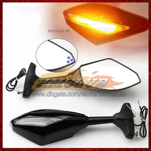 2 X Luces de giro LED para motocicleta Espejos laterales para KAWASAKI NINJA ZZR400 ZZR 400 ZZR-400 93 94 95 96 97 98 99 00 93-00 Indicadores de señal de giro de carbono Espejo retrovisor 6 colores