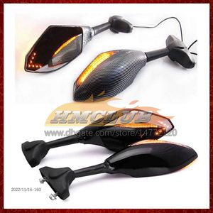 2 x Motorfiets LED Turn Lights Zijspiegels voor Yamaha YZF-R1 YZF1000 YZF R1 1000 CC YZF-1000 YZFR1 07 08 2007 2008 Koolstof Draai Signaalindicatoren achteruitkijkspiegel 6 kleuren 6 kleuren