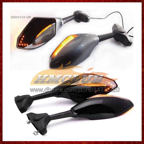 2 X Moto LED Clignotants Rétroviseurs Latéraux Pour SUZUKI GSXR600 GSXR 600 750 CC K11 GSXR750 11 12 13 2014 2015 2016 Carbone Clignotants Indicateurs Rétroviseur 6 Couleurs