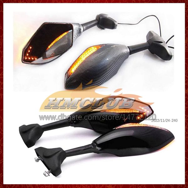 2 X motocicleta LED luces de giro espejos laterales para YAMAHA FZR250R FZR250 R 250 R FZR 250R 86 87 88 89 1986 1987 1989 indicadores de señal de giro de carbono espejo retrovisor 6 colores