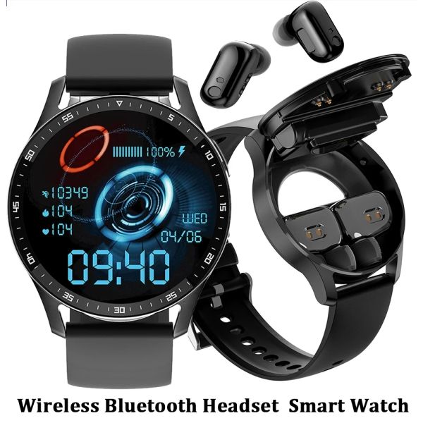 2 x7 en 1 intelligent avec écouteurs Smartwatch TWS Bluetooth Écoute cardiaque Horying Pressure Monitor Sport Fiess Watch