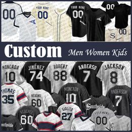 7 Tim Anderson 88 Luis Robert Custom Heren Dames Kinderen Chicago Baseball Jersey White Sox 10 Yoan Moncada 74 Eloy Jimenez 79 Jose Abreu 27 Lucas Giolito Lance Lynn Bo Jackson