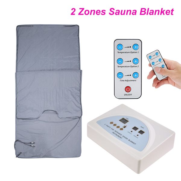 Sauna de sapin 2 Zone Far Infrarouge Corps minceur Sauna Couverture de sauna Thérapie Slim Sac SpA Perte de poids Body Detox Machine Gratuit