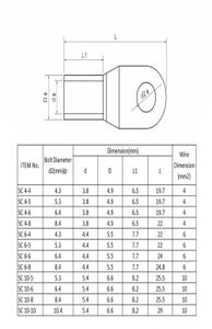 20/10 / 5pcs 4-10 mm² Terminal Fil Soudage Câble Connector Kit Boulon Trou Câble en étanche Lugs SC10-8 SC6-5 35-8 MODÈLES MULTIPLES