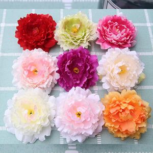 Guirnaldas de flores decorativas, 20/100 peonías de seda artificiales a granel, cabezas de flores falsas de 13cm de tamaño grande para pared, telón de fondo de boda DIY