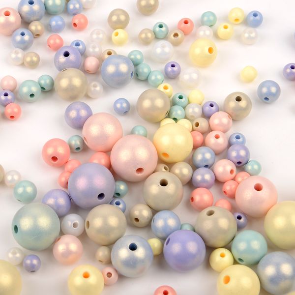 20-100pcs Perles de couleur de bonbons mixtes pour les bijoux Bracelets bricolage Round Loose Spacer Perles acryliques Accessoires Crafts 6-12 mm