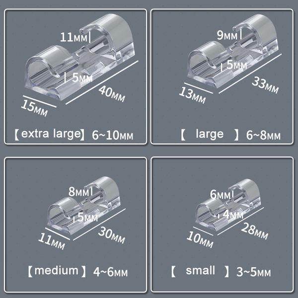 20 / 100pcs Organisateur Cable Clips Manager Fixed Wire Striders Plastic Plamps Organizer Cordon Bureau Tidy Wire Charger Gestion