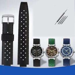 Ceinture de montre en caoutchouc 20 * 11 mm pour montre intelligente de la série LV TAMBOUR réaménagée accessoires de ceinture de montre en silicone convexe mâle et femelle 240125