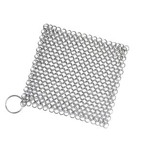 Épurateur d'anneau de cotte de maille en acier inoxydable 20x20cm, nettoyeur de Pot de poêle en fonte, outil de nettoyage ménager à domicile