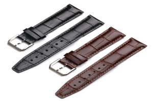 20 21 22 mm Satter Brun Brown Bamboo Grain Génécrète en cuir STRAP WORD STRAP EN SIGHE BOUCLE en argent en acier inoxydable pour Portugal Pilo3858435