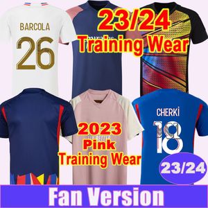 2023 24 TOLISSO CHERKI Maillots de football pour hommes Rose Training Wear Lacazette Boateng Kumbedi Caqueret Home Away 3ème Chemise de football Uniformes à manches courtes