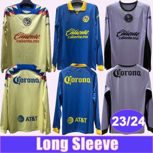 23 24 Club America Henry Mens Soccer Jerseys J. Dos Santos Araujo L. Reyes Fidalgo A. Zendejas B. Rodriguez à manches longues à la maison 3e chemises de football