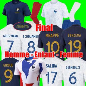 finales Maillots de football 2022 Soccer Jersey French BENZEMA Football shirts MBAPPE GRIEZMANN kit shirt hommes enfants HOMMES kids TCHOUAMENI FranceS DEMBELE GIROUD