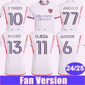 2024 25 Orlando City SC Camisetas de fútbol para hombre F.TORRES OJEDA ARAUJO JANSSON L.MURIEL McGUIRE Camiseta de fútbol visitante Uniformes de manga corta