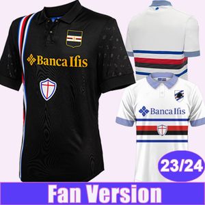23 24 Sampdoria Mens Soccer Jerseys Vieira de Luca Verre Murru Leoni Benedetti Darboe Away White 3rd Black Football Shirts Adult Uniforms