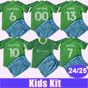 2024 25 Seattle Sounders FC Kids Kit voetbalshirts Roldan Ruiidiaz Morris de la Vega Home Child Suit voetbalshirt Korte mouw uniformen