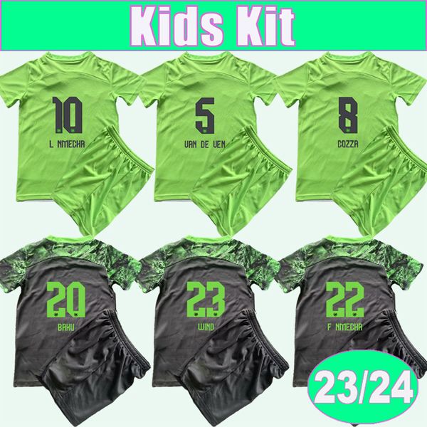 2023 24 Wolfsburg Kids Kit Maillots de football BAKU COZZA L.NMECHA ARNOLD WIND Home Away Costume pour enfants Maillot de football à manches courtes Uniformes