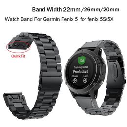 20 22 26 mm Smart StrapsSteel Riem Quick Fit Release Vervangingsriem voor Garmin Fenix ​​6 6S 6x Pro 5 5x Plus 3 Instinct Polsbandband