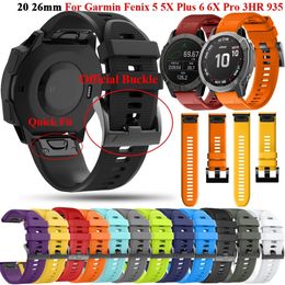 20 22 26 mm riemen horlogeband Sport Siliconen Bands met Quick Fit Adapter Metalen gesp voor Garmin Fenix ​​5 5x Plus 6 6x Pro 3HR 935