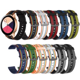 20 22mm Gestreepte Regenboog Straps Sport Siliconen Band Horlogeband voor Samsung Galaxy Active 2 Huawei GT2 Xiaomi Watch Garmin Replacement Bands
