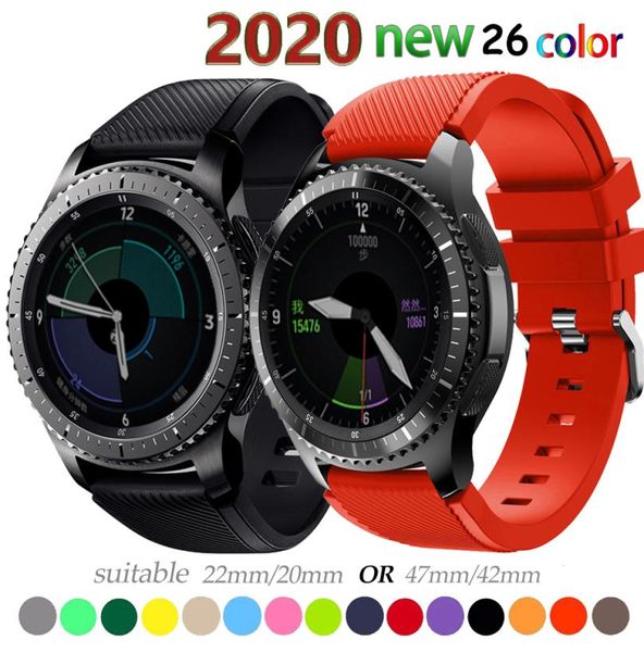 20 22mm bracelet de montre pour Samsung Galaxy montre 46mm 42mm actif 2 vitesse S3 bracelet frontière huawei montre GT 2 bracelet amazfit bip 47 449461919